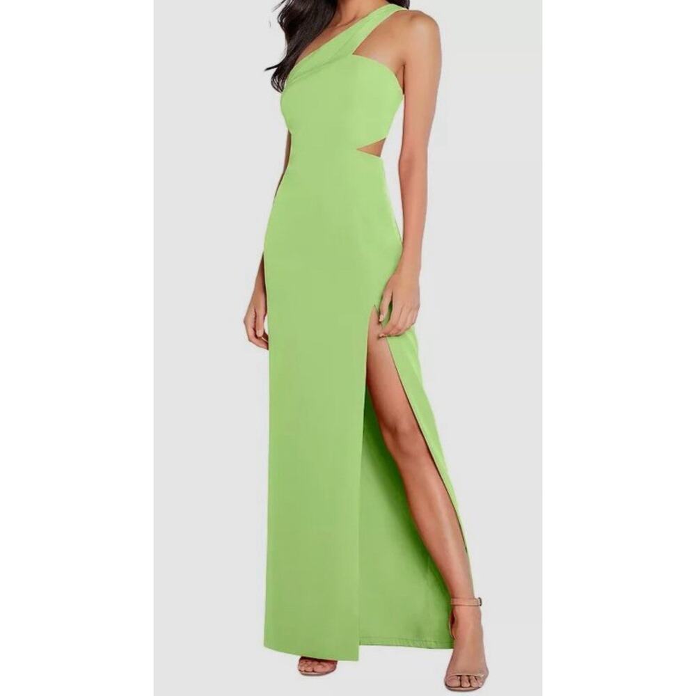 Aidan by Aidan Mattox One-Shoulder Crepe Cutout Gown Green Size 10 A001116